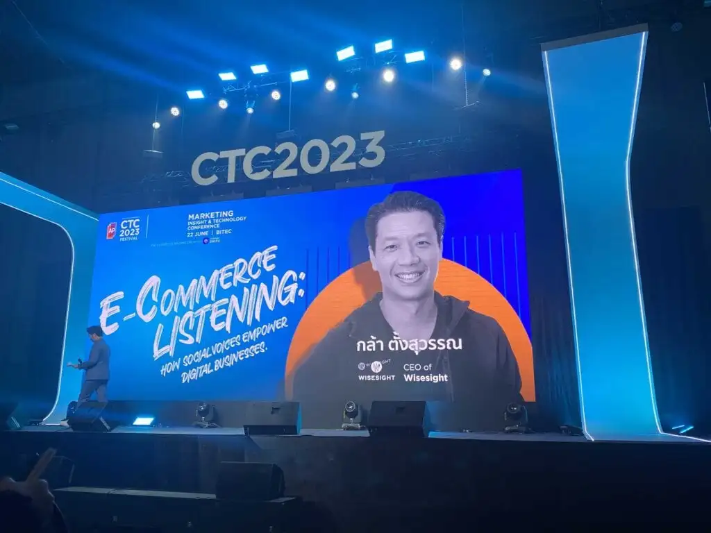 สไลด์แนะนำ CEO of Wisesight กล้า ตั้งสุวรรณ ในหัวข้อ E-Commerce Listening: How Social Voices Empower Digital Businesses งาน CTC2023